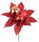 Red Glitter Poinsettia Flower Picks with Ornament Balls – Set of 12, Christmas Floral Decorations
